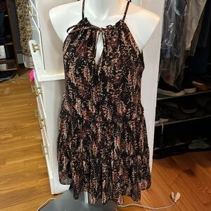 Drew black/brown flouncy halter dress Large